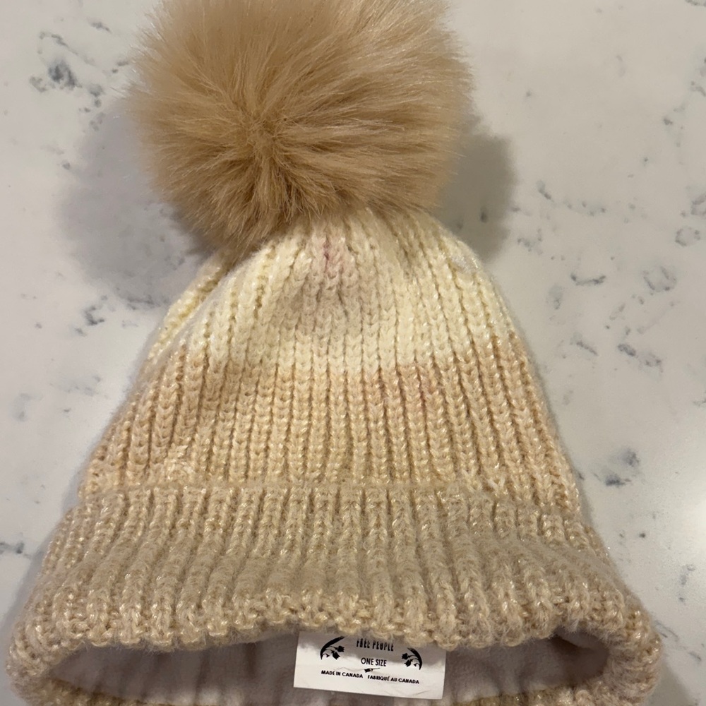 Free people hat with pom pom